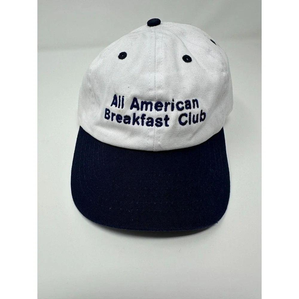 NWT-Flan AABC All American Breakfast Club Hat -White/Navy - Adjustable - 6 Panel